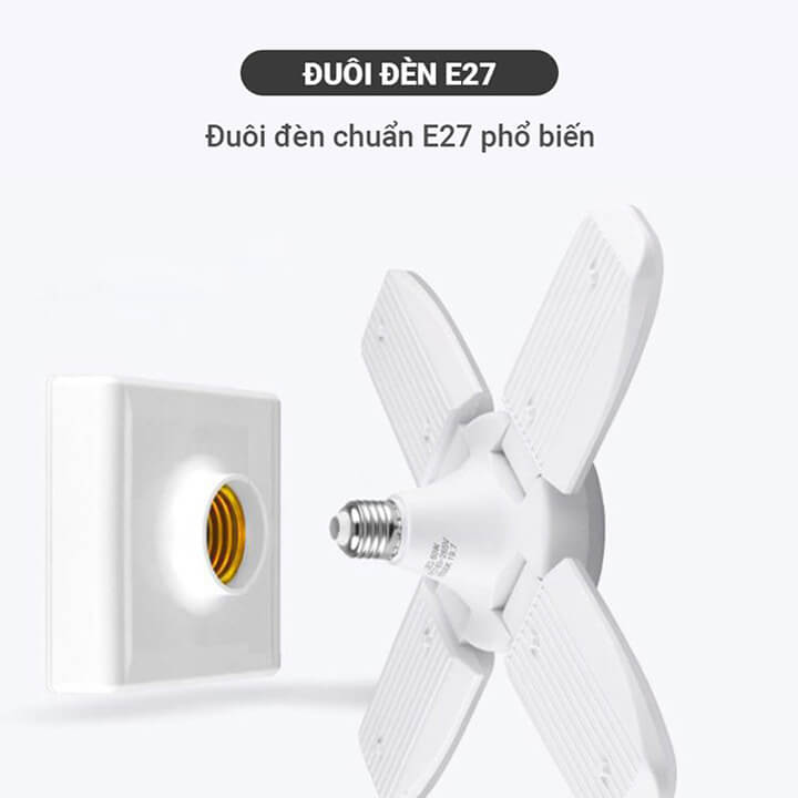 Bóng Đèn Led Cánh Quạt 4 Cánh 75W Siêu Sáng, Chuôi Xoáy E27 Ánh Sáng Trắng Tiết Kiệm Điện