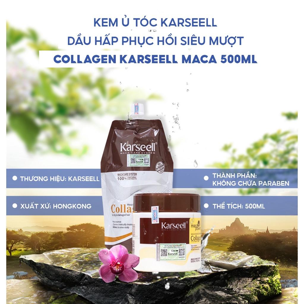 Kem ủ tóc Collagen KARSEELL dạng hũ 500ml, dầu hấp phục hồi siêu mượt chuẩn salon