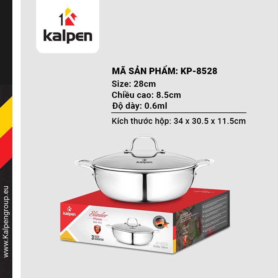 Chảo Lẩu INOX 304 Cao Cấp 3 Lớp Đúc Liền Nguyên Khối KP-8530 Size 30cm Hàng Chính Hãng KALPEN-GIA DỤNG ĐỨC