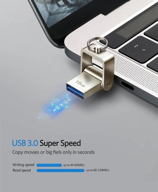 Ugreen UG30436US181TK 16GB USB 3.0 + type c USB hỗ trợ OTG cao cấp - HÀNG CHÍNH HÃNG
