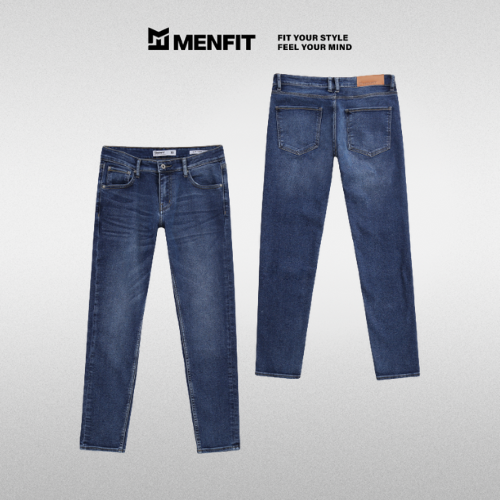 Quần jean nam xanh cao cấp MENFIT 0531 chất denim co giãn nhẹ 2 chiều, chuẩn form, thời trang