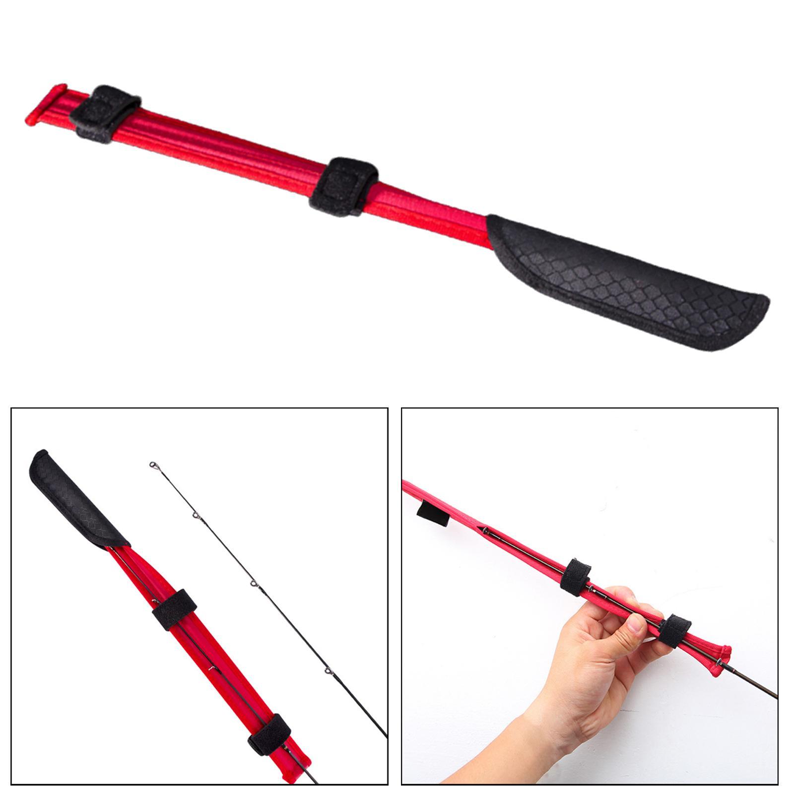 Carbon Fishing Pole Tip Cover Durable Case Rod Cover Tip Protector Surf Rods Storage Bag Adjustable Straps Portable Sleeve Protective Cover
