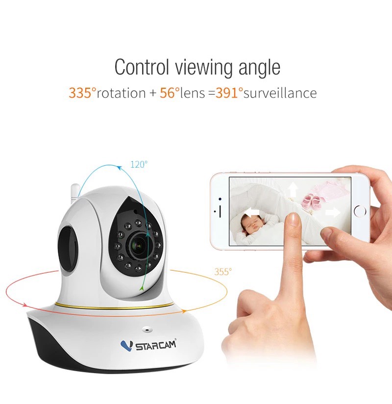 Camera IP Wifi VStarcam C38s 2.0 - Full HD 1080p , Lắp trong nhà , camera không dây , Kèm thẻ nhớ 128GB A1 Lexar  - Hàng chính hãng