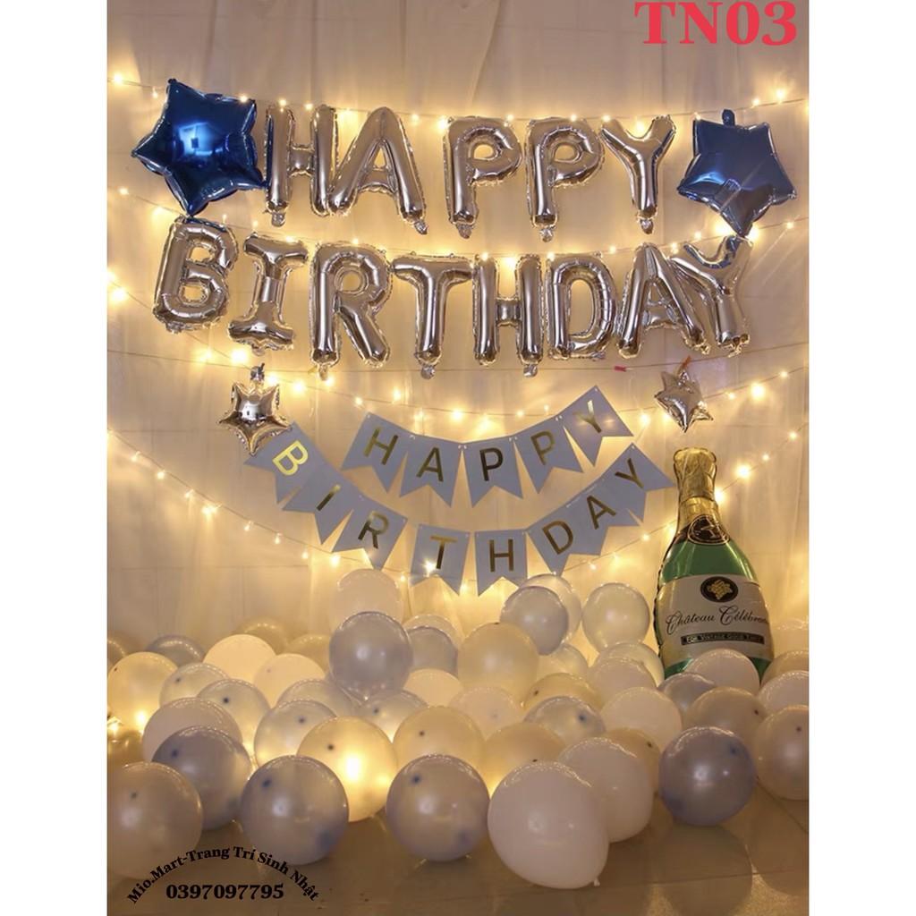 Set 2 rèm Kim Tuyến 2M Chữ Happy Birthday Và 50 Bóng Nhũ Bơm Keo,Set Trang Trí Sinh Nhật Người Lớn BB69