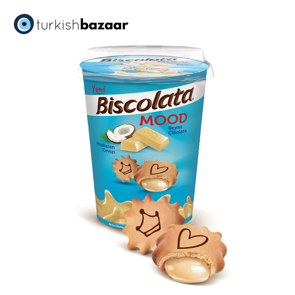 Bánh quy nhân Socola trắng và kem dừa Biscolata Mood 125g