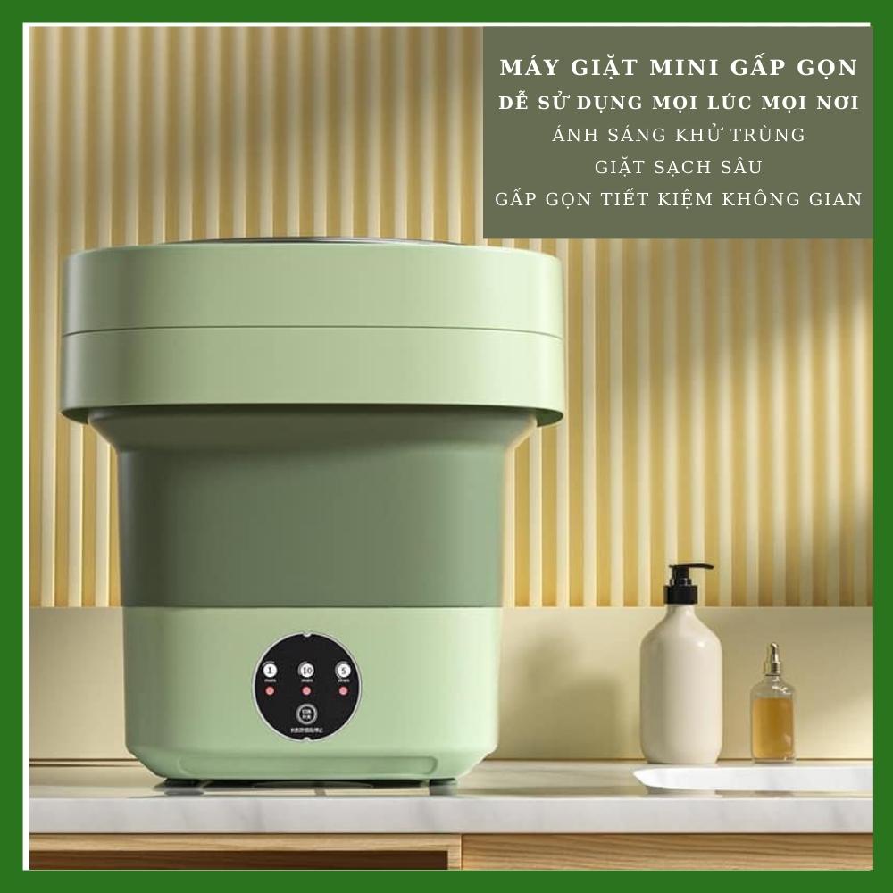 Máy giặt mini gấp gọn, máy giặt đồ lót, tất vớ, giặt đồ cho bé dung tích 6L tự vắt khô khử khuẩn bằng công nghệ mới