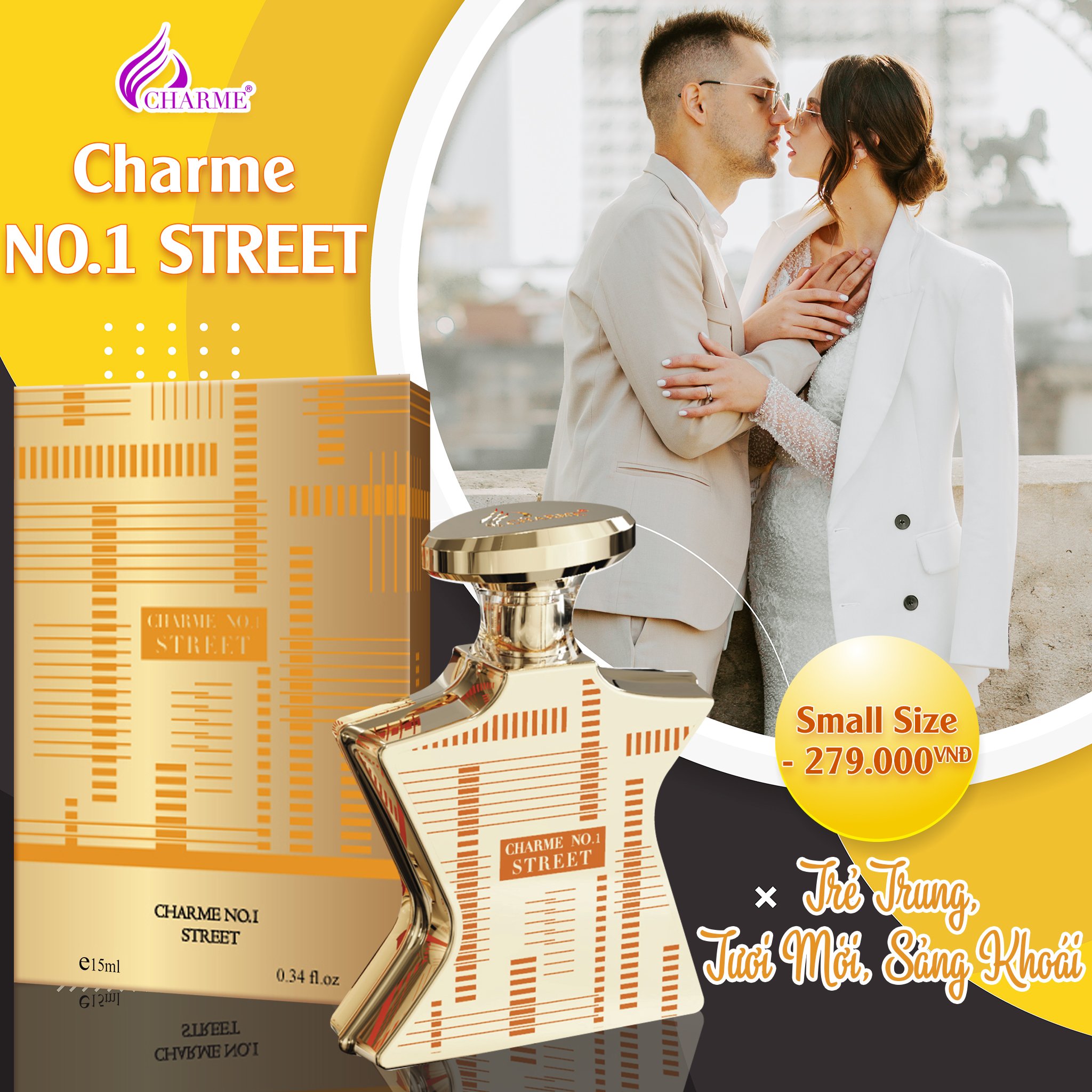 Nước hoa unisex chính hãng Charme Street 15ml mang đến hình tượng tự do hiện đại tạo nên phong cách riêng