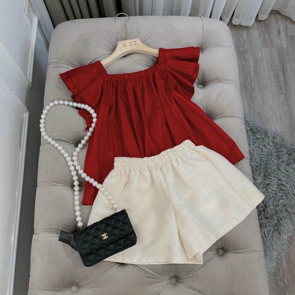 Đồ ngủ, đồ nữ, đồ mặc nhà, đồ bộ, đồ ngủ dễ thương, đồ bộ mặc nhà, bộ đồ ngủ, set bộ mặc nhà, đồ bộ mặc nhà, đồ ngủ nữ,Sét bộ áo trễ vai babaydoll cánh tiên và quần ngắn siêu hot