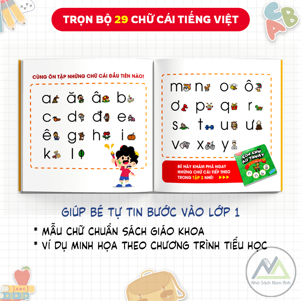 Combo Sách Làm Quen Chữ Cái Tiếng Việt  - Tập 1 + 2 TẶNG BỘ BÚT SÁP MÀU THIÊN LONG - Tác giả Dr. Pencil &amp; Rose