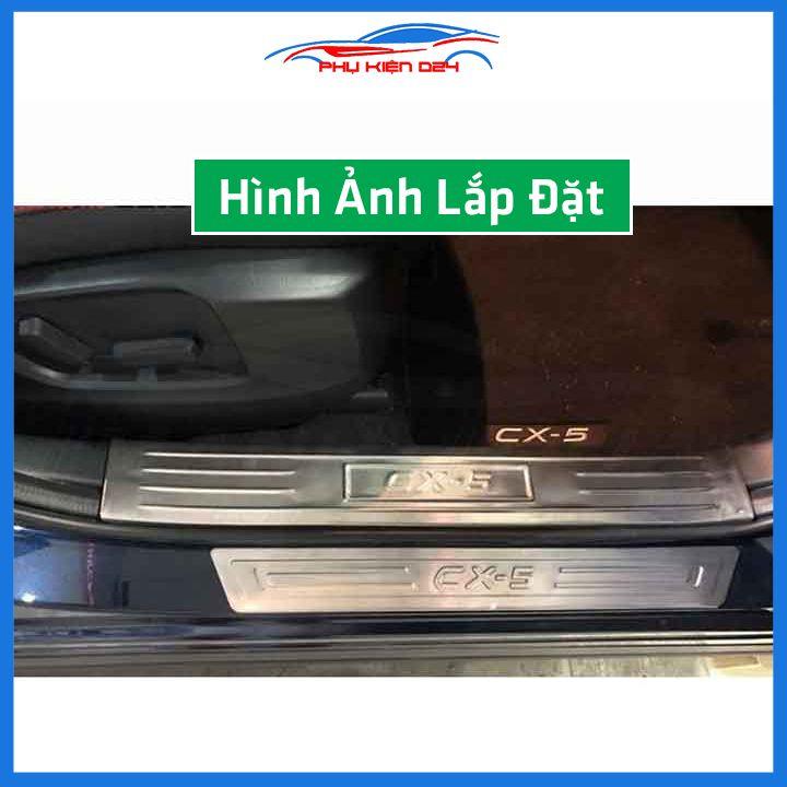Bộ ốp bậc cửa trong ngoài nẹp bước chân CX-5 2018-2019-2020-2021-2022 Inox chống trầy trang trí xe