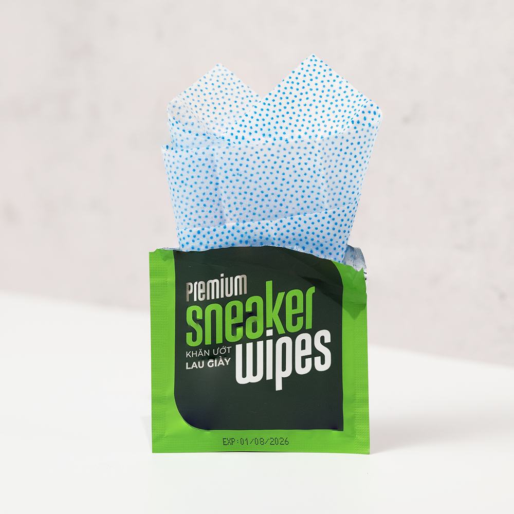 Hộp 20 khăn ướt lau giày thể thao Sneaker Wipes travel size gói 1 tờ Premium siêu sạch
