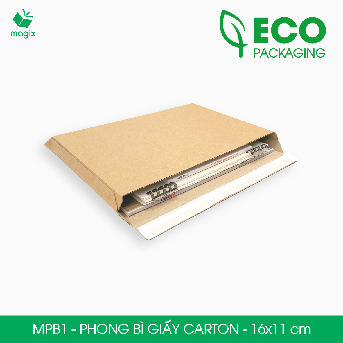 MPB1 - 16x11 cm - 100 phong bì carton đóng hàng - Bìa gói hàng, bìa cứng, bì thư | Magix Packaging