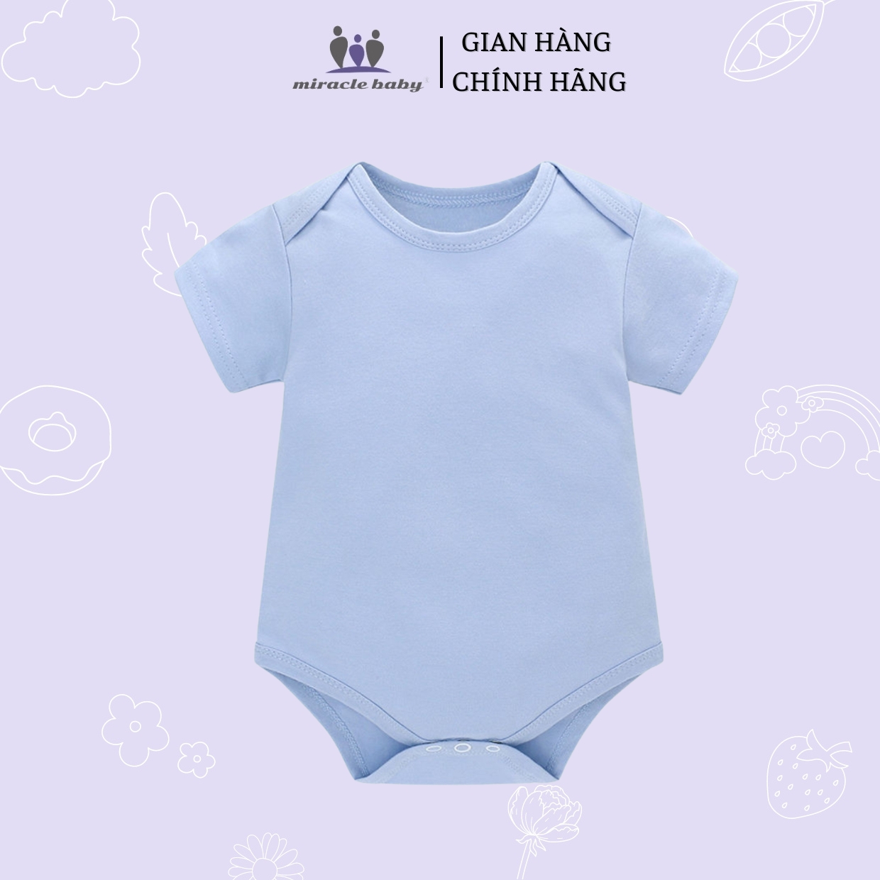 Jumpsuit/Bodysuit ngắn Miraclebaby chất liệu 100% cotton mềm mại thoáng mát cho bé trai , bé gái (Từ 0-12 tháng)