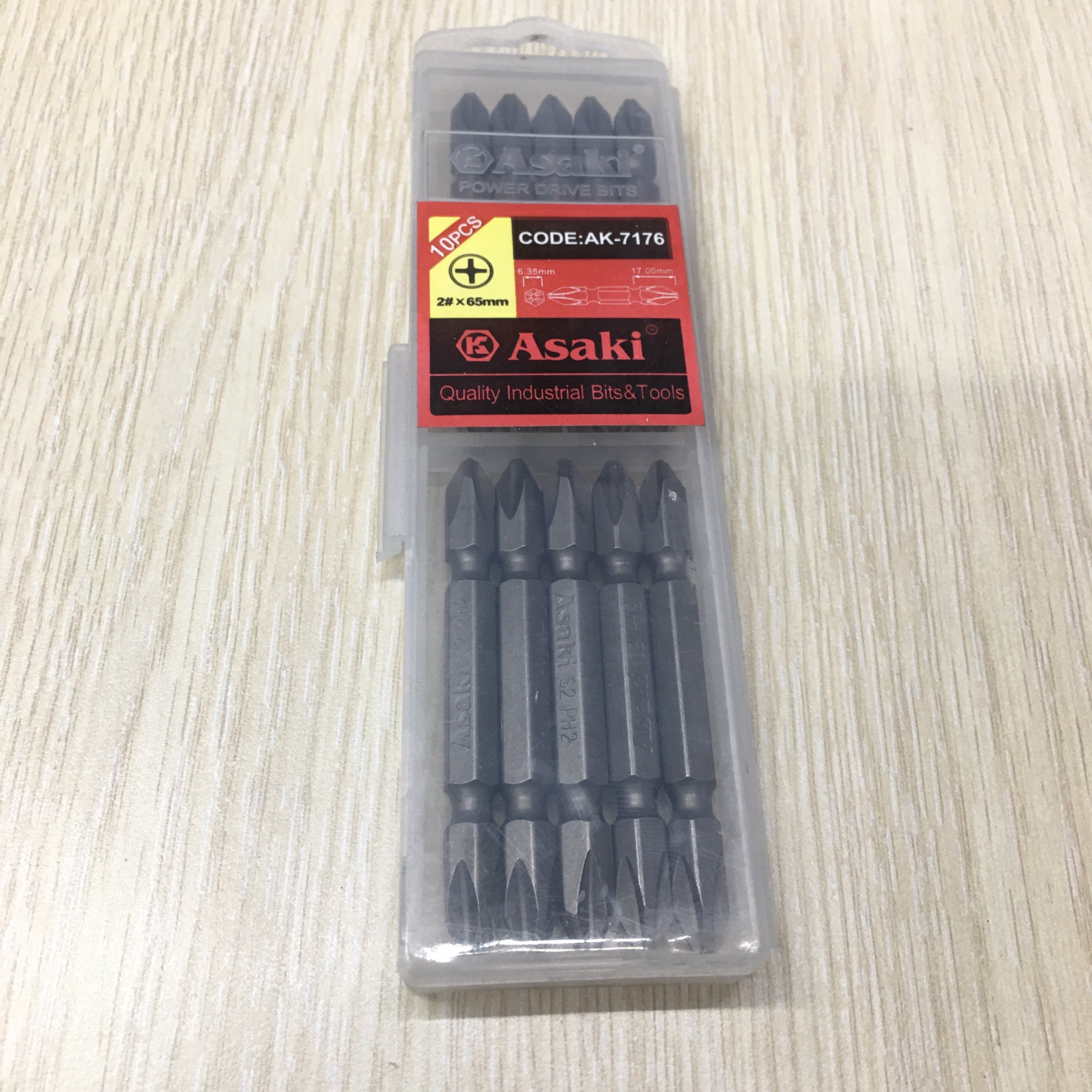 Hộp 10 mũi vít hơi 2 đầu #2x65mm Asaki AK-7176
