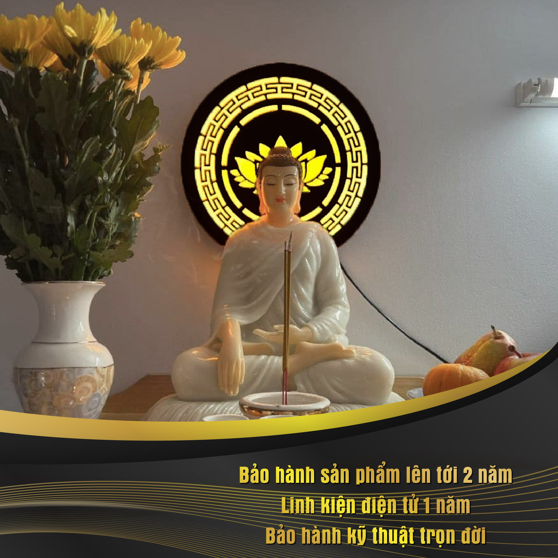 Đèn Hào Quang Phật In Tranh Trúc Chỉ CNC DECORNOW 30,40 cm, Trang Trí Ban Thờ, Hào Quang Trúc Chỉ VÂN GỖ DCN-TCC2
