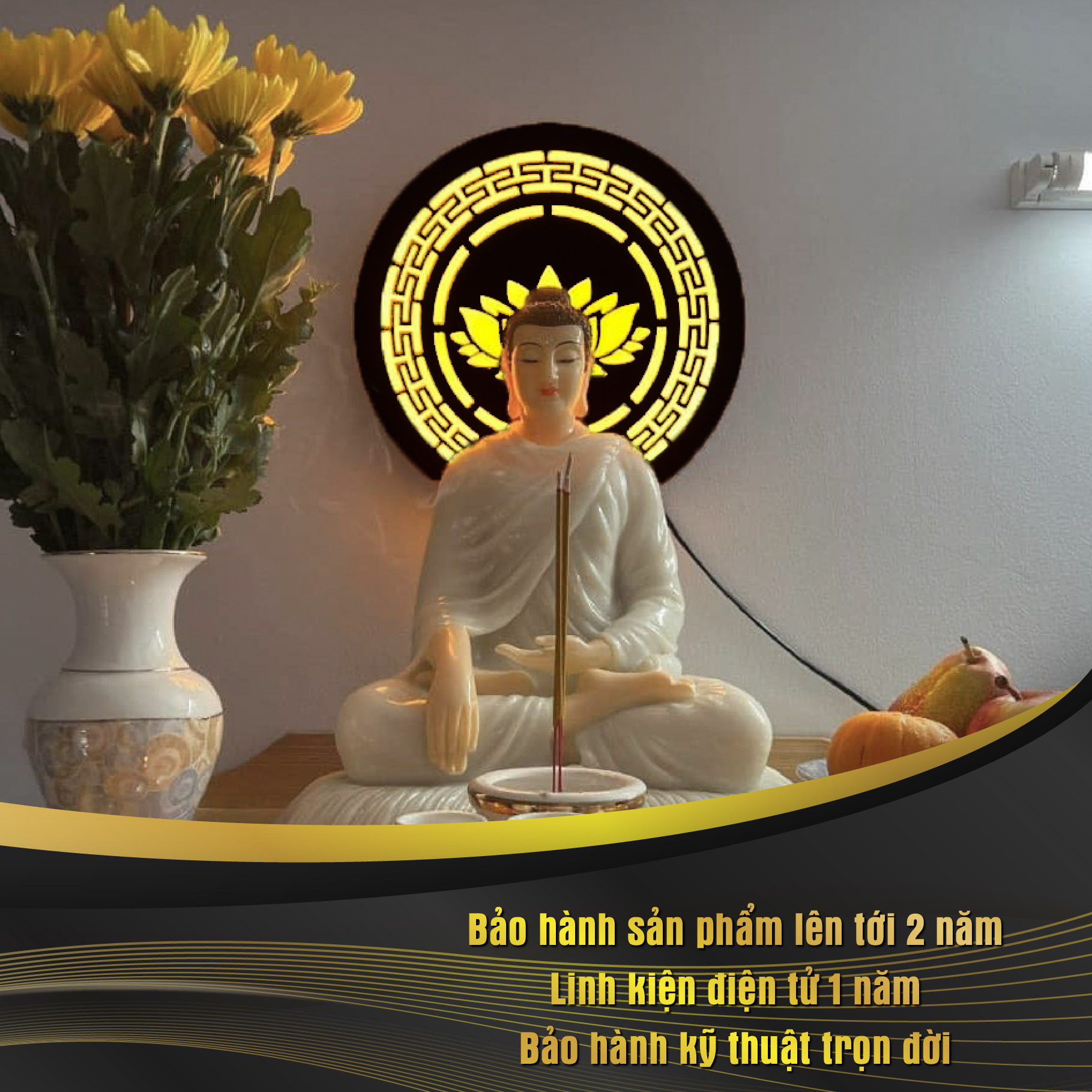 Đèn Hào Quang Phật In Tranh Trúc Chỉ CNC DECORNOW 30,40 cm, Trang Trí Ban Thờ, Hào Quang Trúc Chỉ VÂN GỖ DCN-TCC10