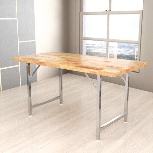 Bàn gấp chân inox mặt gỗ cao cấp 1m6