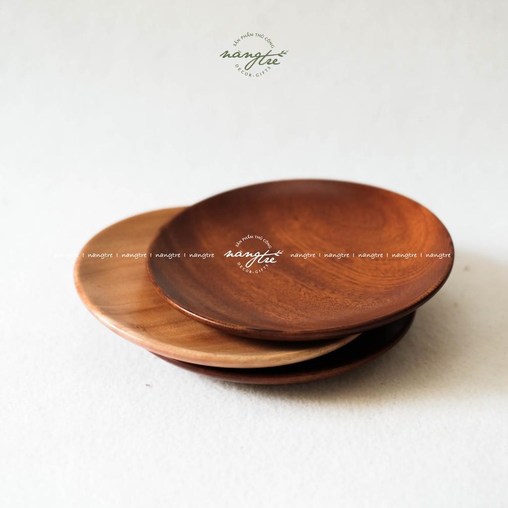 Dĩa tròn bằng gỗ tự nhiên đựng thức ăn -Trang trí decor