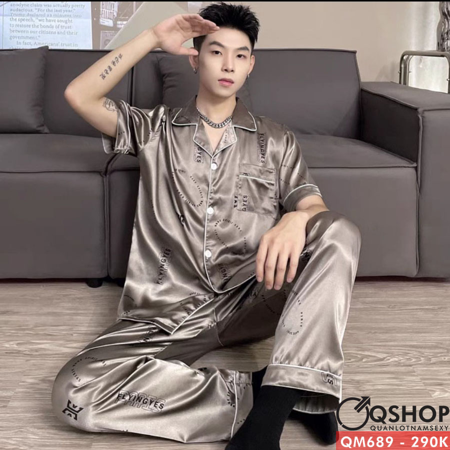 Bộ đồ pijama nam quần dài, tay ngắn cao cấp QSHOP QM689
