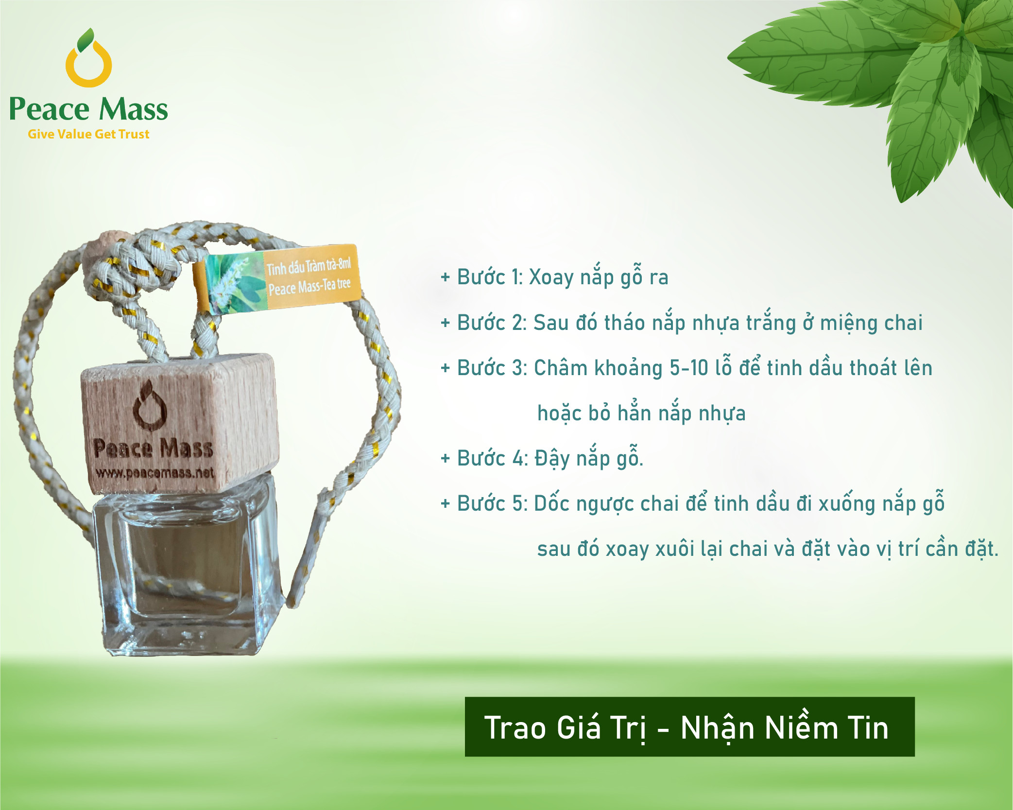 Tinh Dầu Tự Nhiên Peace Mass 8ml (Thuộc nhóm Sản phẩm Lành tính / Hữu cơ/ Sinh học)