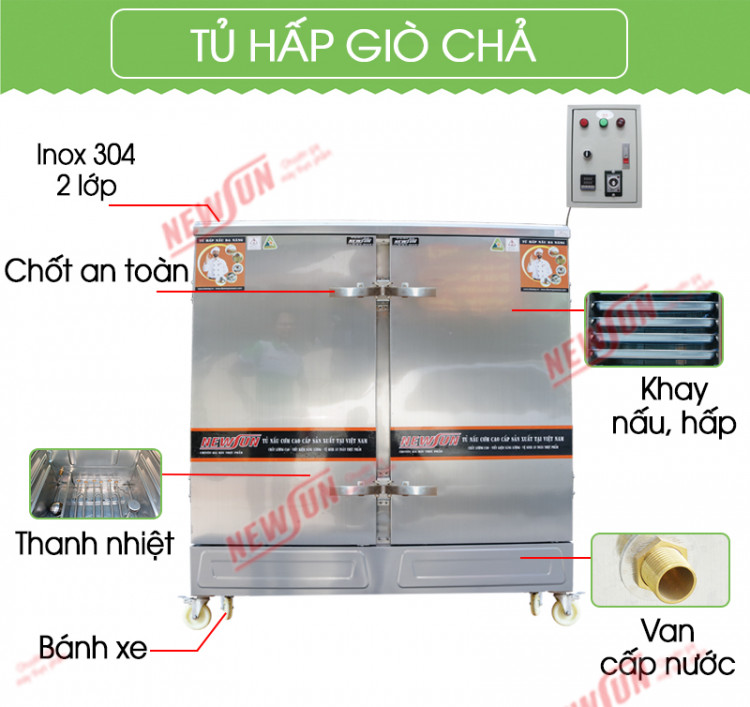 Thiết kế chi tiết tủ hấp giò chả 24 khay