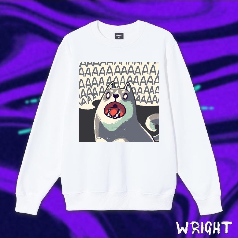 Áo sweater WRIGHT shiba inu hoảng hốt 100% cotton unisex
