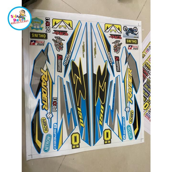 Tem xe Raider Fi dán xe xanh ngọc