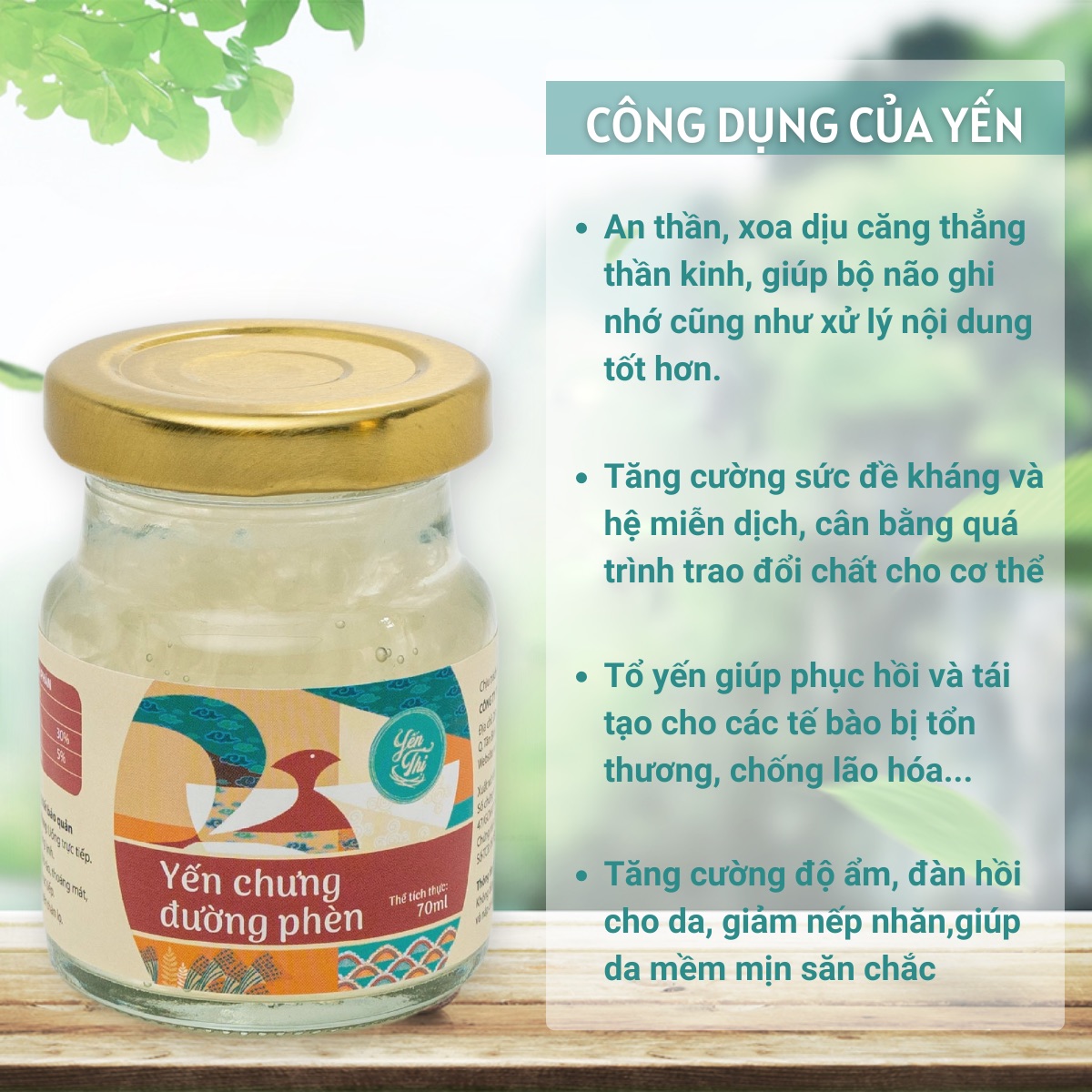 Yến Thị- Chưng Đường Phèn-Chưng Sẵn -30% YẾN-70ml