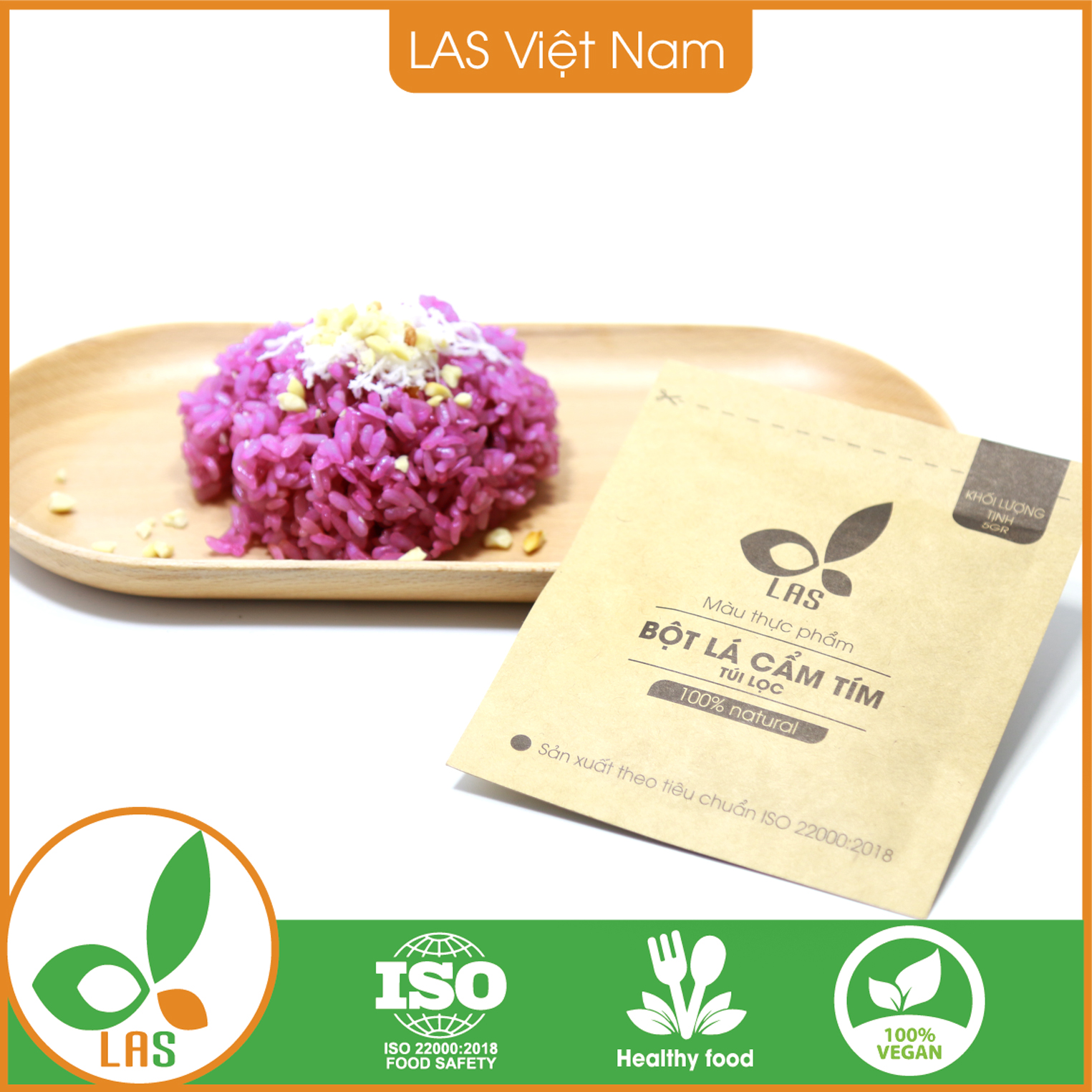 Bột lá cẩm túi lọc - Hộp 50gr, 10 gói | LAS Việt Nam