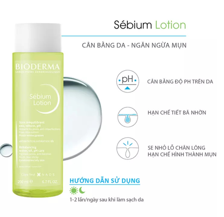 Nước hoa hồng Bioderma Sebium Lotion 200ml (Nhập khẩu)