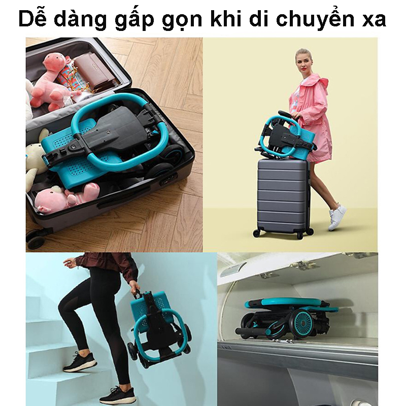 Xe đẩy du lịch đảo chiều gấp gọn siêu nhẹ Playkids có mái che nắng, trọng lượng chỉ 3,7kg, để được đằng trước xe máy, gấp gọn đựng được trong vali xách tay - TẶNG KÈM BẢNG NÚM GỖ CHO BÉ CHỦ ĐỀ NGẪU NHIÊN, Xe đẩy trẻ em, xe đẩy gấp gọn