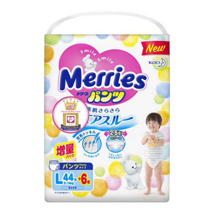 Tã/Bỉm Quần Merries Nội Địa Nhật L44+6 (50 miếng)