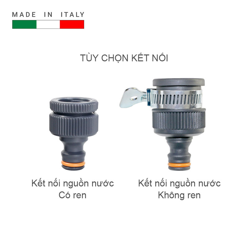 COMBO 10MET ỐNG 15MM VÀ VÒI TƯỚI CẦM TAY 3 KIỂU PHUN GF - Ý