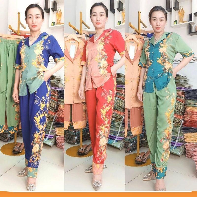 Thời trang trung niên cho mẹ,Bộ mặc nhà trung niên lụa latin cao cấp 50-75 kg