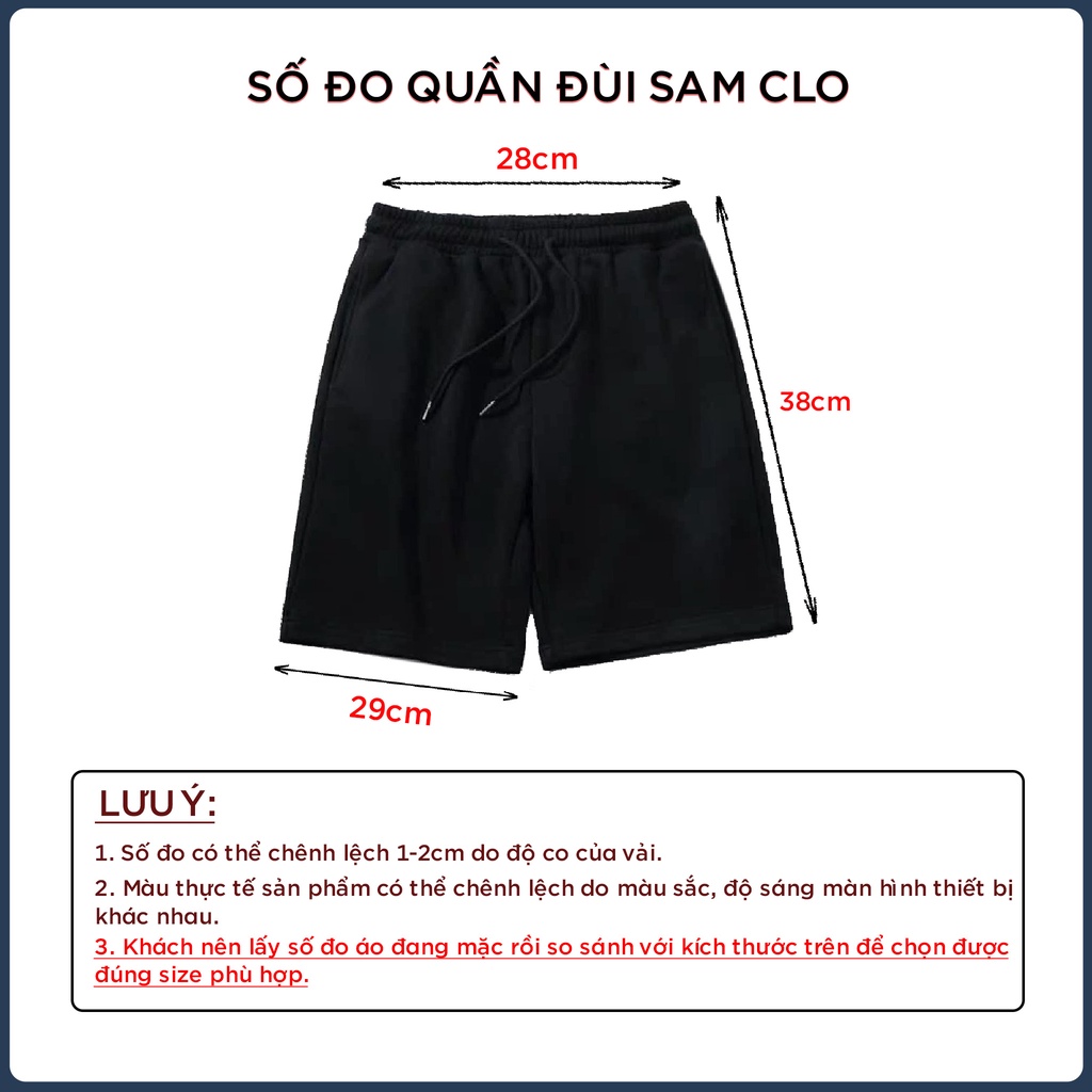 Quần đùi SAM CLO - Quần short nam nữ freesize dáng rộng chất thun trơn da cá phong cách Hàn Quốc THÊU CHỮ FA