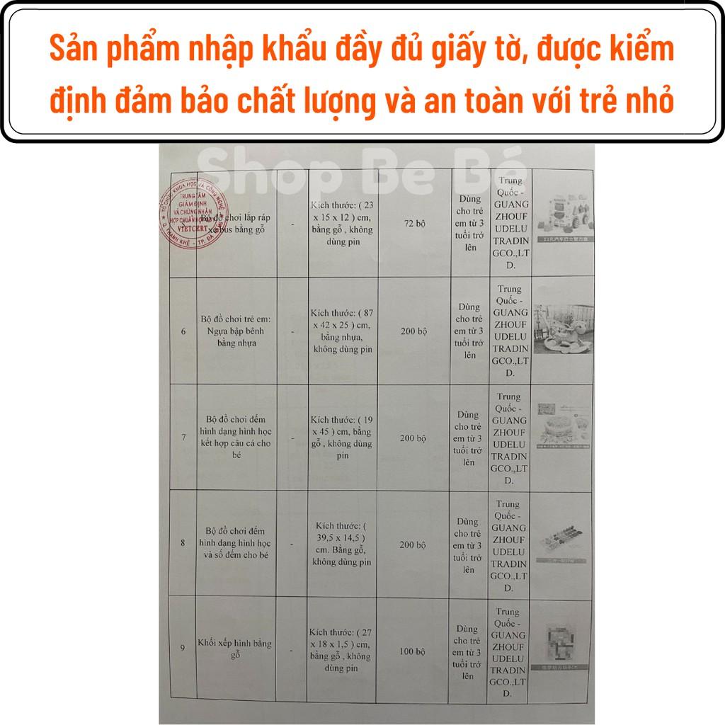 Bộ đồ chơi gỗ thông minh lắp ghép hình học, số đếm, câu cá giáo cụ