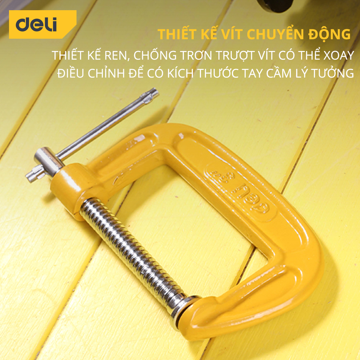 Cảo Chữ C Deli Cao Cấp - Kích Thước 3inch-75mm - Vam Chữ G Tiện Dụng - DL-G203