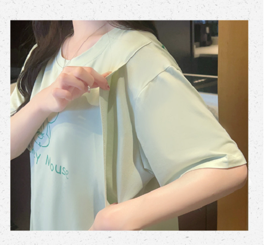 Bộ Đồ Bầu Và Sau Sinh Áo Ngắn Quần Dài Chất Liệu Cotton Mùa Hè Thu AZ52
