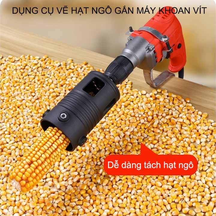 Dụng cụ tách hạt ngô thế hệ mới gắn máy khoan vít, dễ dàng điều chỉnh độ lớn