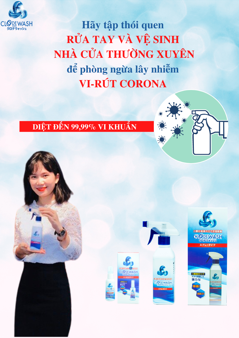 Chai xịt khử mùi thuốc lá, mùi hôi, mùi ẩm mốc, mùi thức ăn...công nghệ Nhật Bản CLODEWASH 300ml