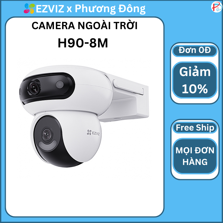 Camera 2 Mắt Ezviz H90 Dual Lens 2K+ (4MP+4MP), Hồng Ngoại 30m, Đàm Thoại 2 Chiều, Đèn Còi Báo Động - Hàng chính hãng