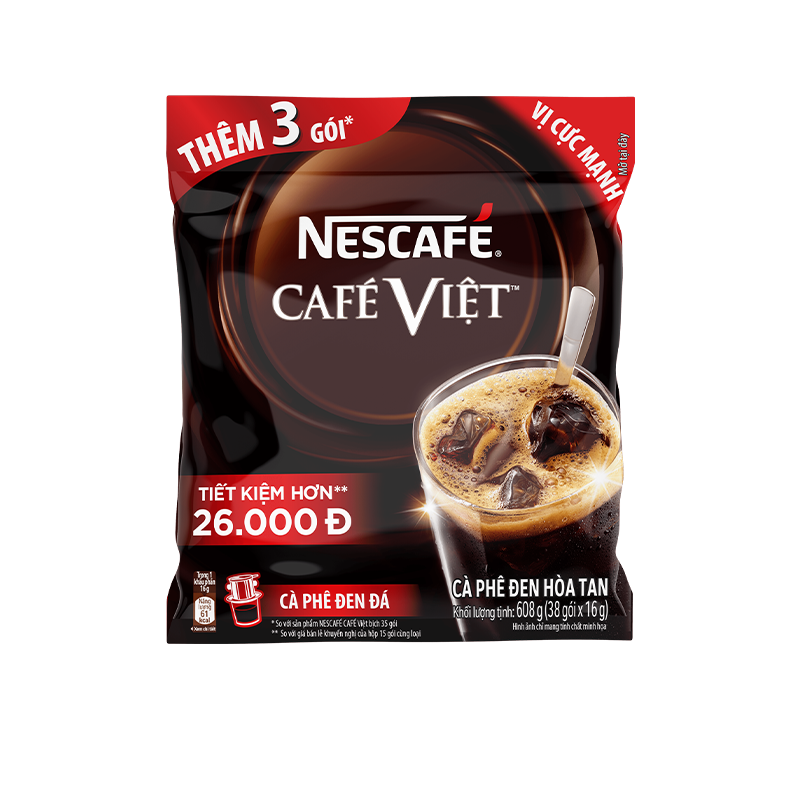 [KHUYẾN MÃI TẶNG 3 GÓI] NESCAFÉ Café Việt Cà phê đen đá (Bịch 35+3 gói x 16 g)