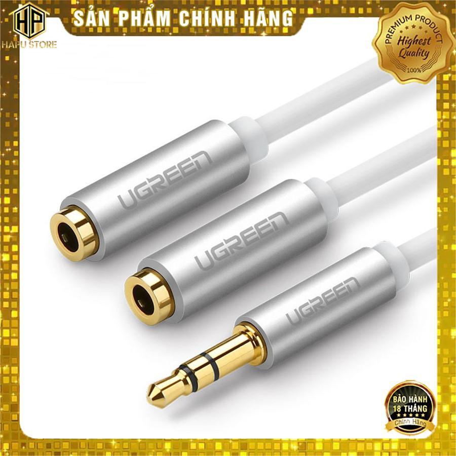 Cáp chia âm thanh Ugreen 10780 ra 2 cổng dài 20cm chuẩn Audio 3.5mm chính hãng - Hàng Chính Hãng