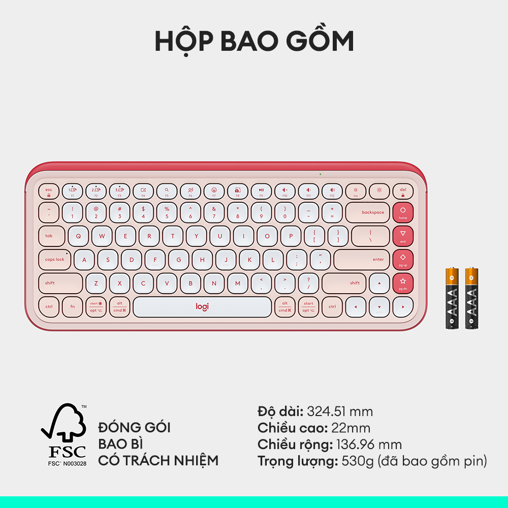 Bàn phím Bluetooth không dây Logitech POP ICON KEYS - Hàng Chính Hãng