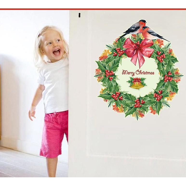 Decal trang trí noel vòng nguyệt quế 02