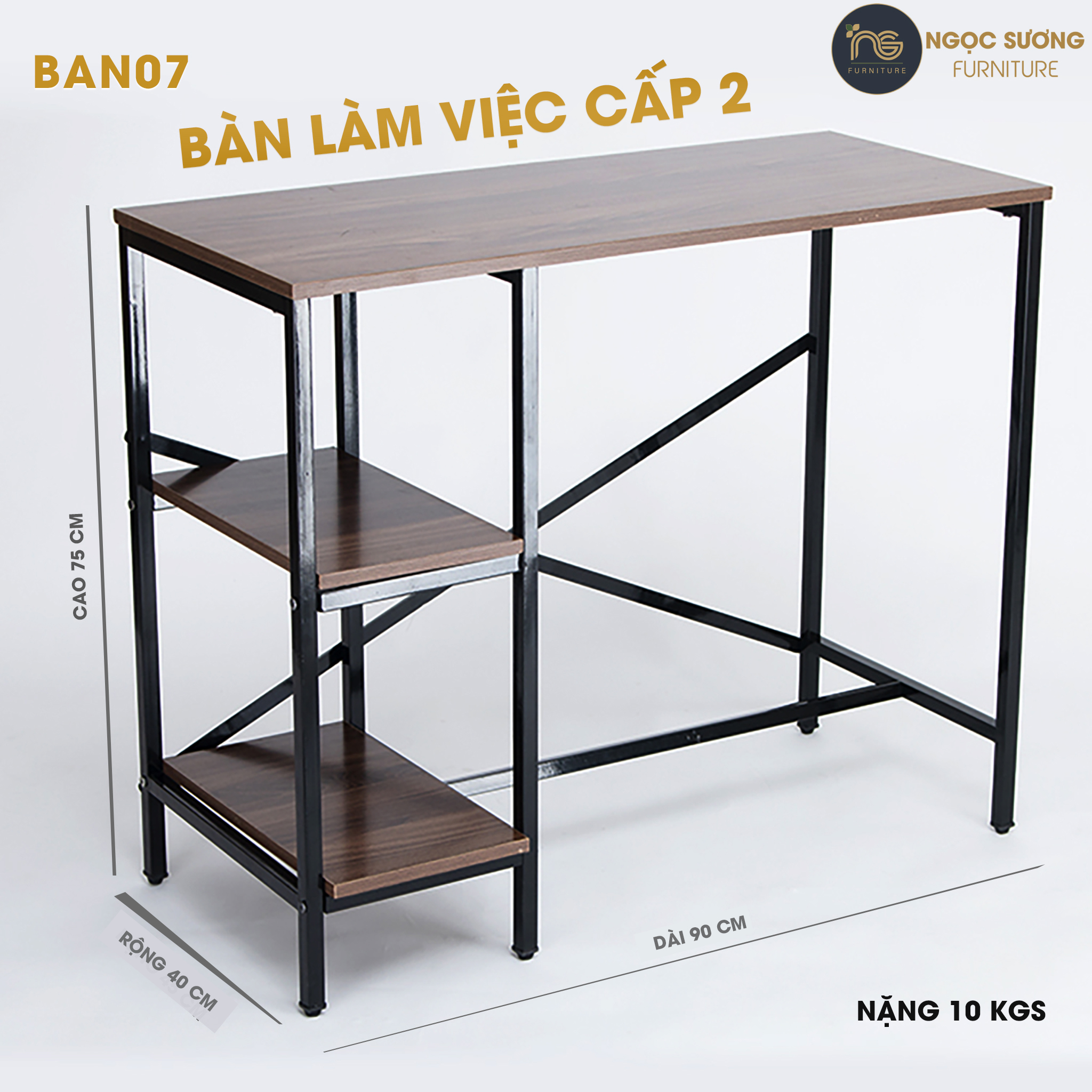 Bàn học sinh cấp 2 loại nhỏ BAN07 dài 120cm x rộng 45cm x cao 75cm