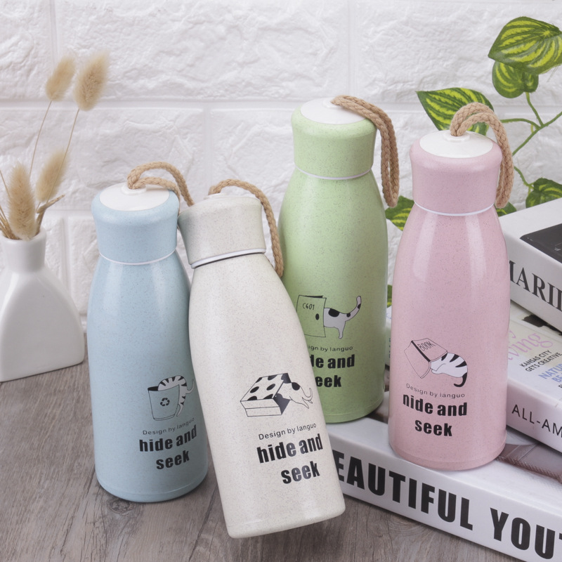 Bình Nước Lúa Mạch Lõi Thủy Tinh 350ml - An Toàn Cho Sức Khỏe