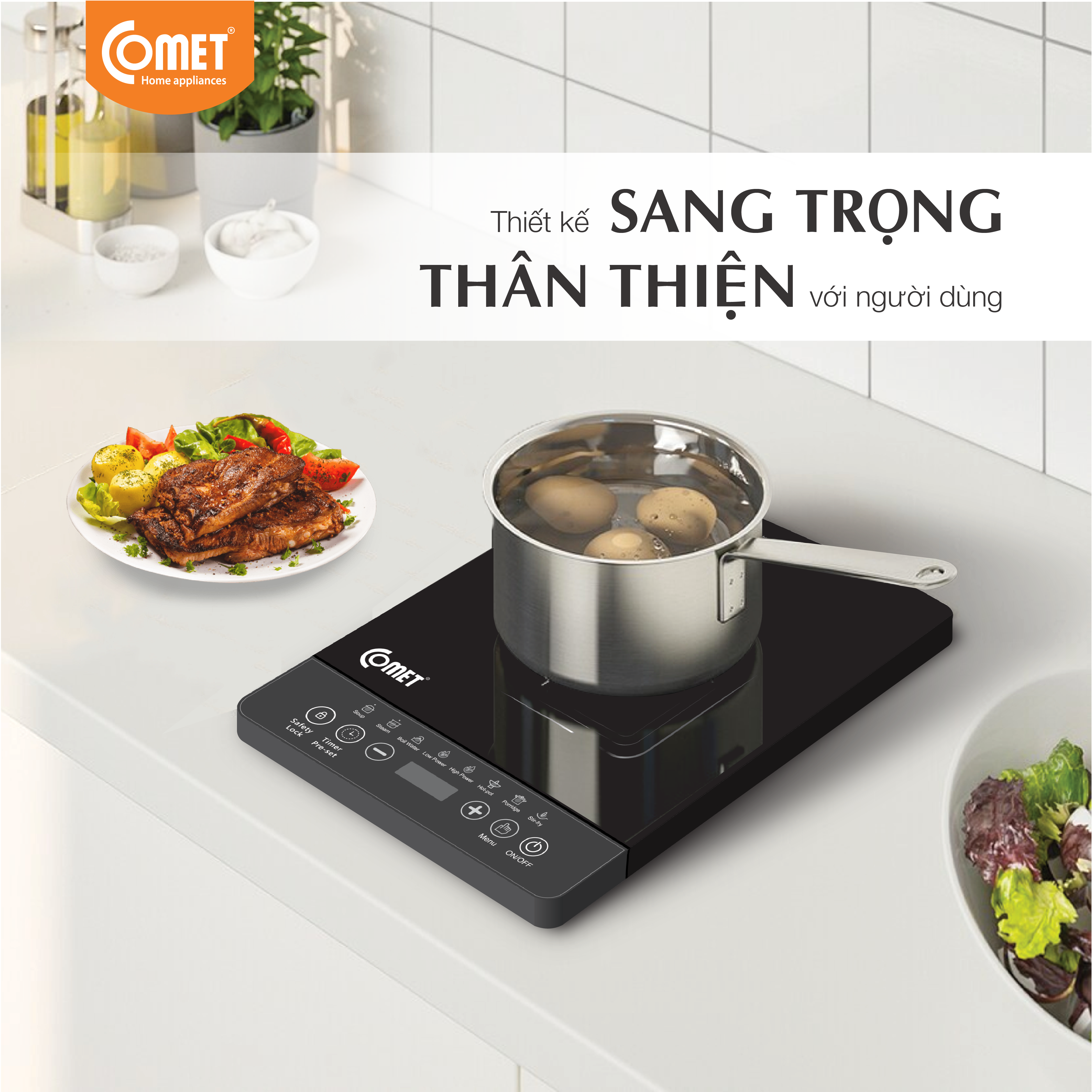 Bếp điện từ cảm ứng 2000W COMET - CM5415 - Hàng Chính Hãng