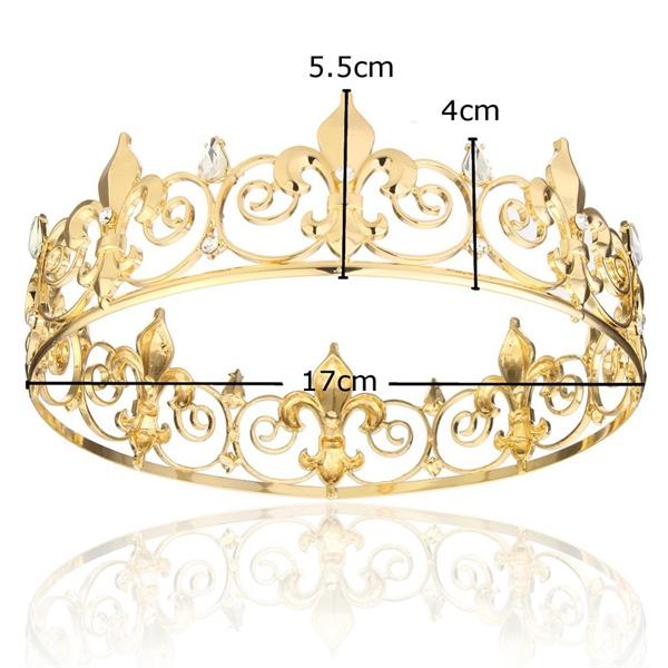 Vương miện nam mẫu tròn màu vàng cao 5cm