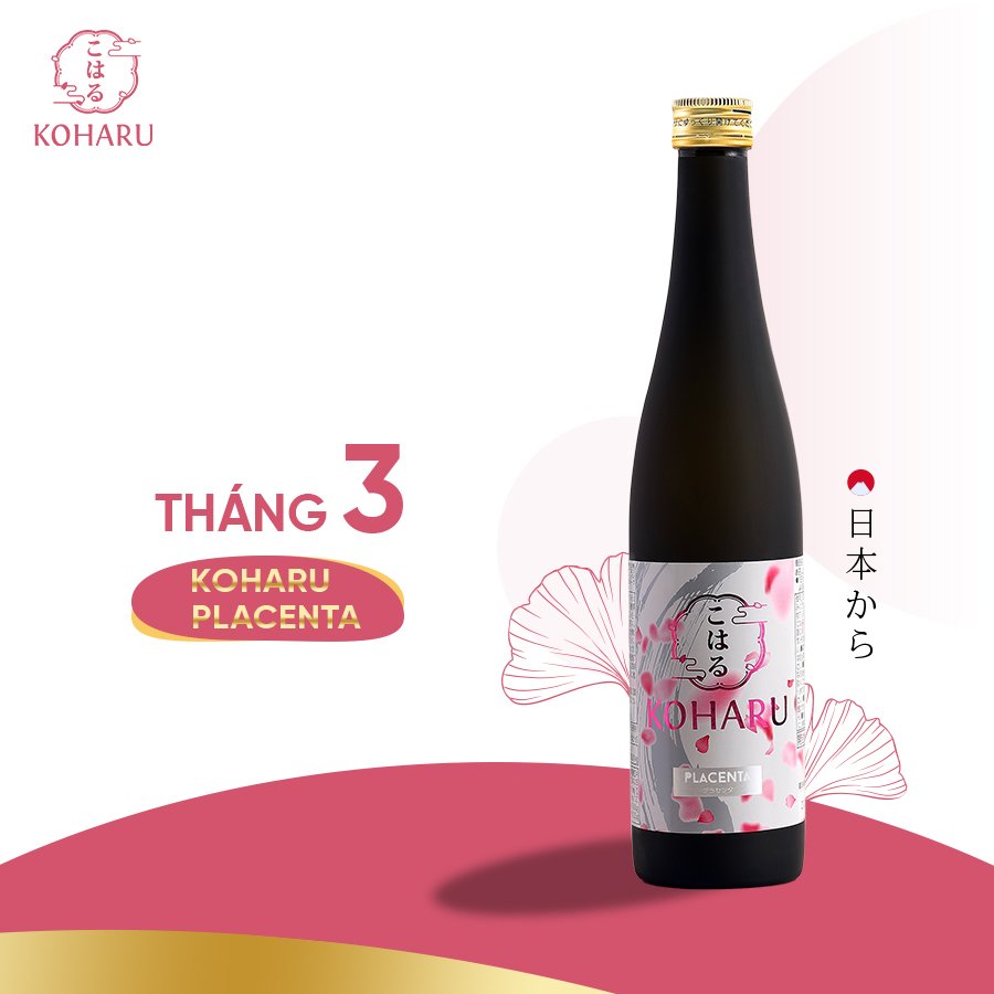 Nước Uống Đẹp Da KOHARU PLACENTA, Combo 3 chai 319.000mg Placenta và 9000mg Collagen, Xóa Nám, Sáng Bật Tông, Trắng Da (500ml/chai)